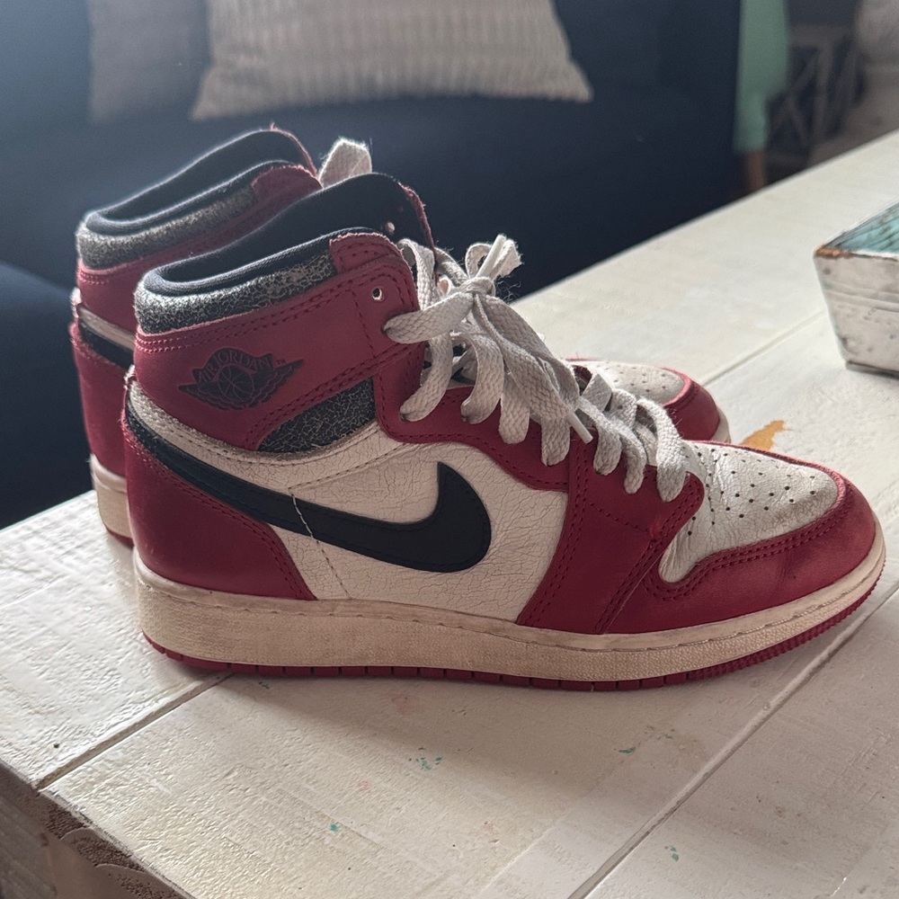 Nike Red and White High-Top Sneakers